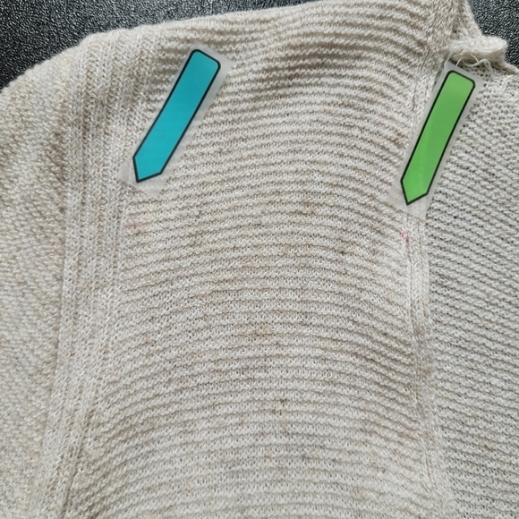 Zara Knit Long Sleeve Plunging V-neck Side Slit Sweater Dress in Oatmeal - Sz M - Picture 9 of 10